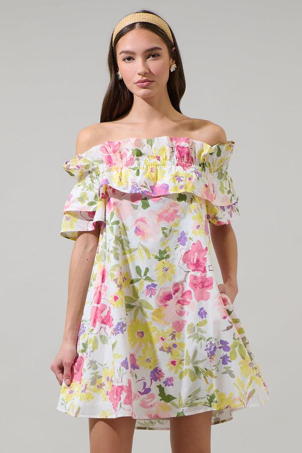 sugarlips Leonie Floral Hattie Ruffle Mini Dress