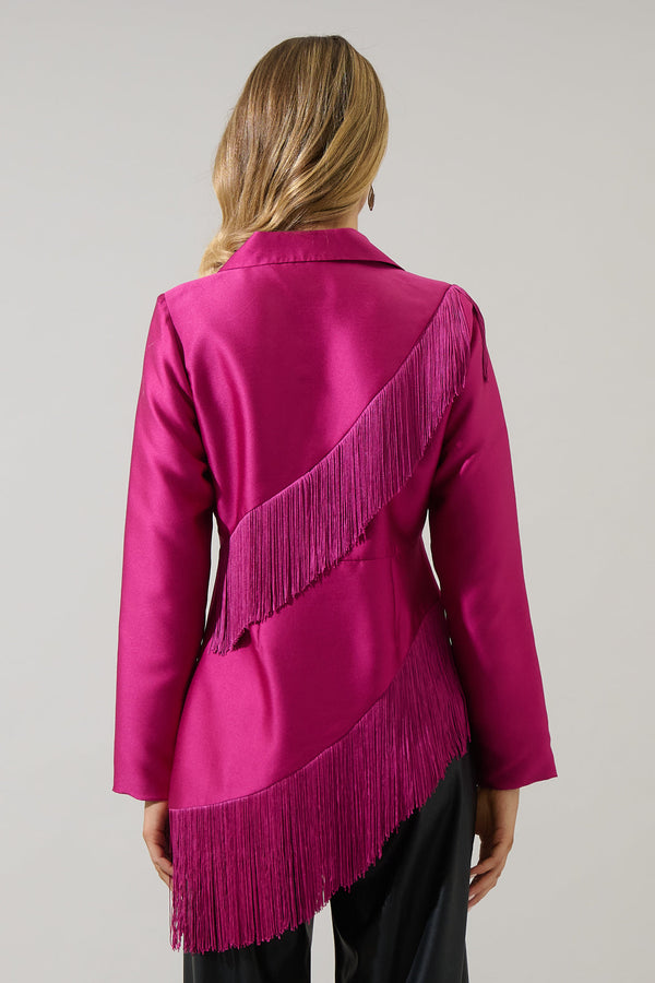 Sugarlips Lettie Satin Fringe Blazer Jacket