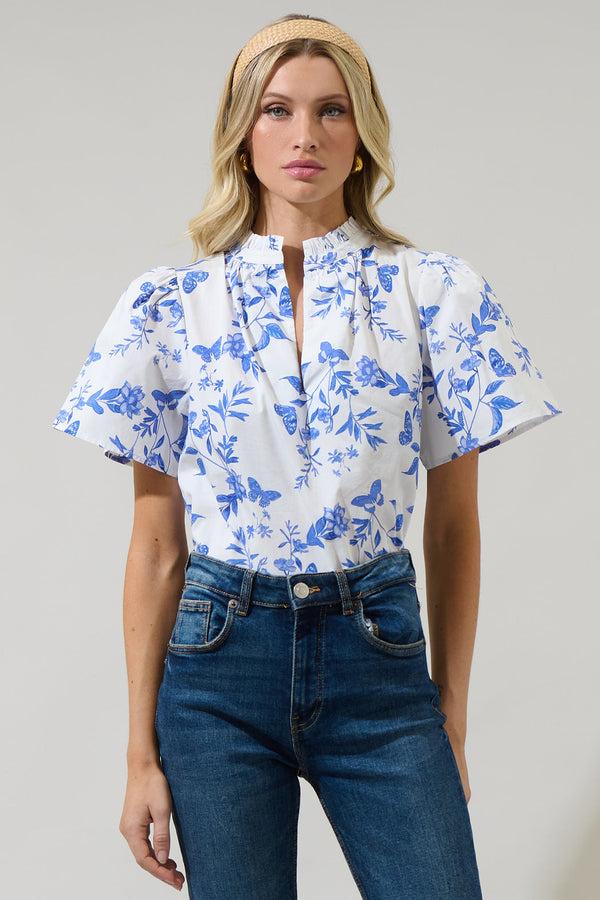 Sugarlips Leya Floral Inaya Split Neck Top