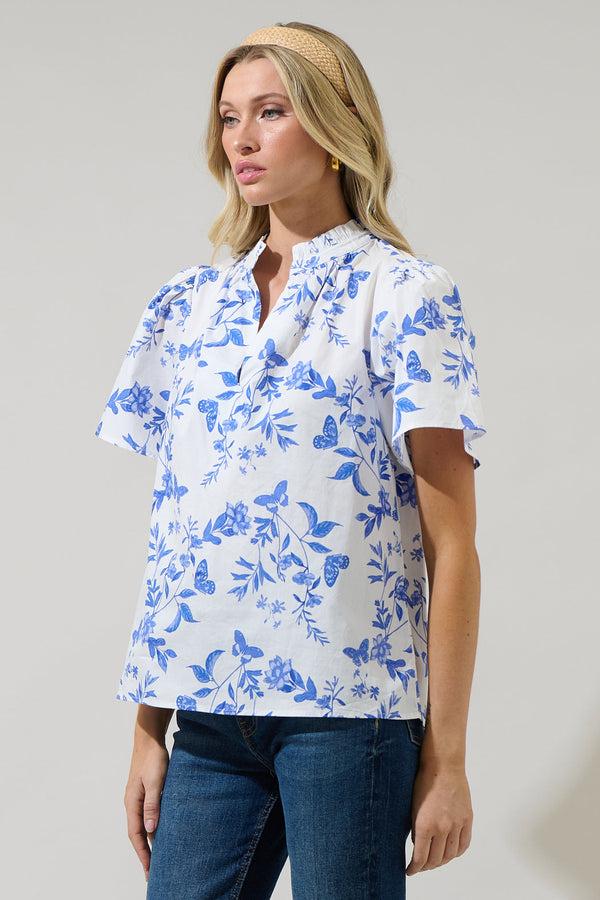 Sugarlips Leya Floral Inaya Split Neck Top