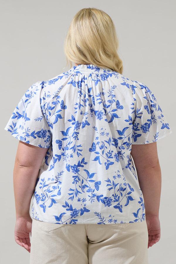 Sugarlips Leya Floral Inaya Split Neck Top Curve