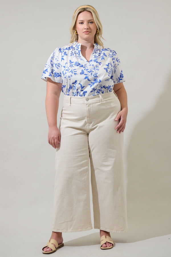 Sugarlips Leya Floral Inaya Split Neck Top Curve