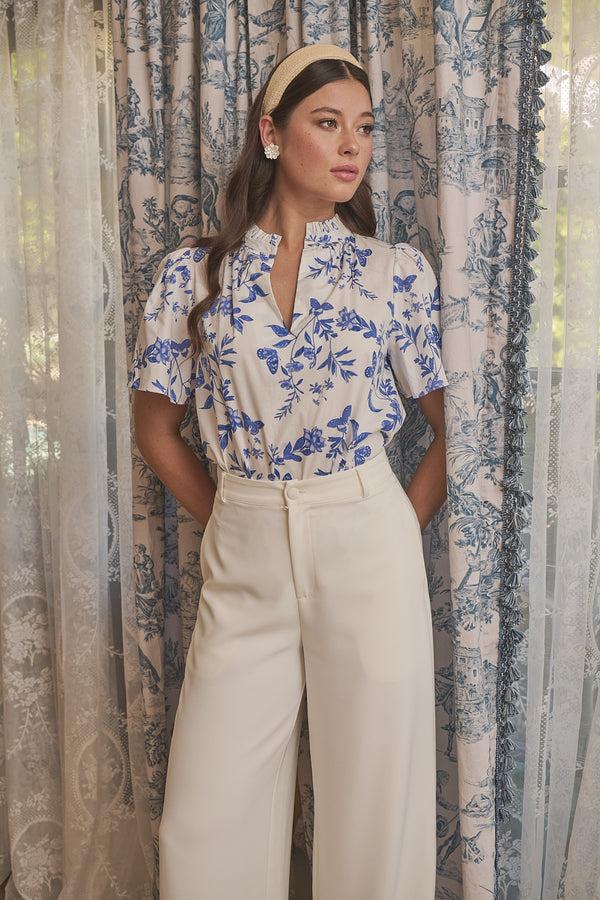 sugarlips Leya Floral Inaya Split Neck Top