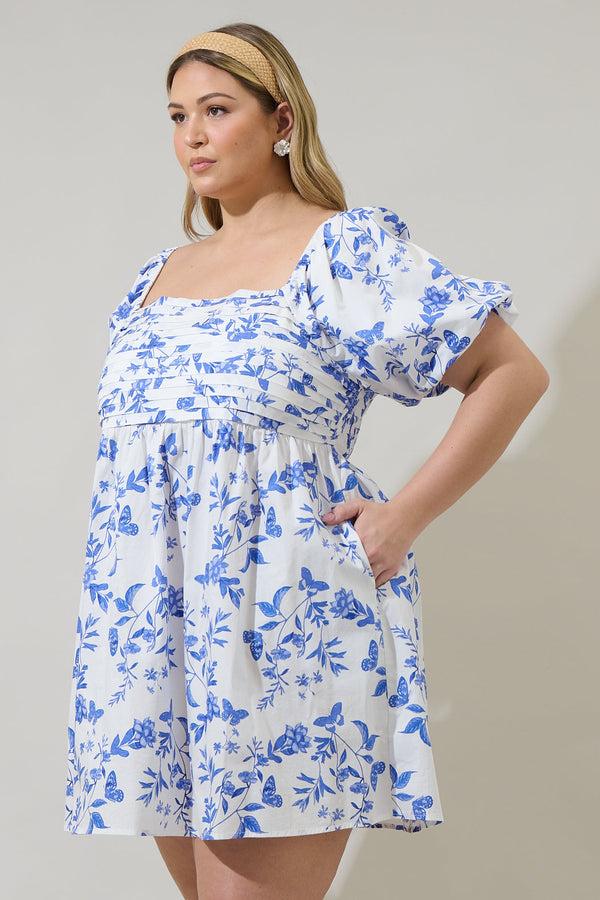 Sugarlips Leya Floral Pleated Mini Dress Curve