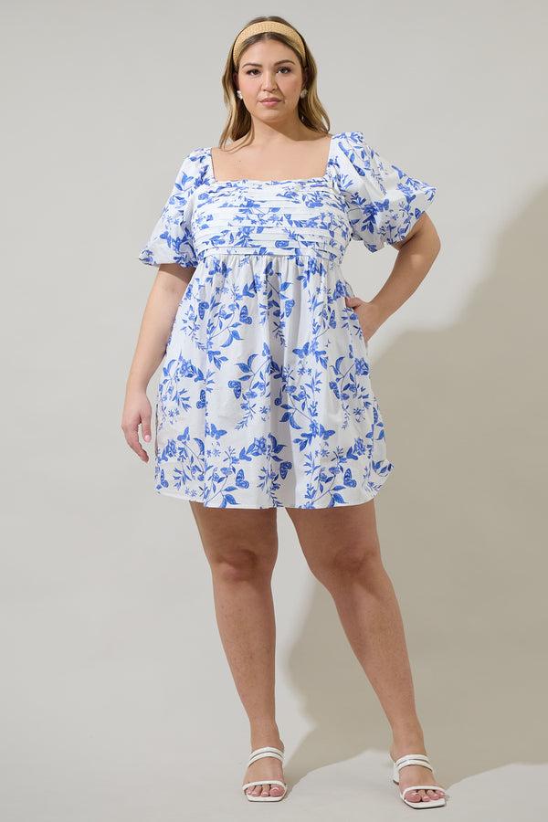 Sugarlips Leya Floral Pleated Mini Dress Curve
