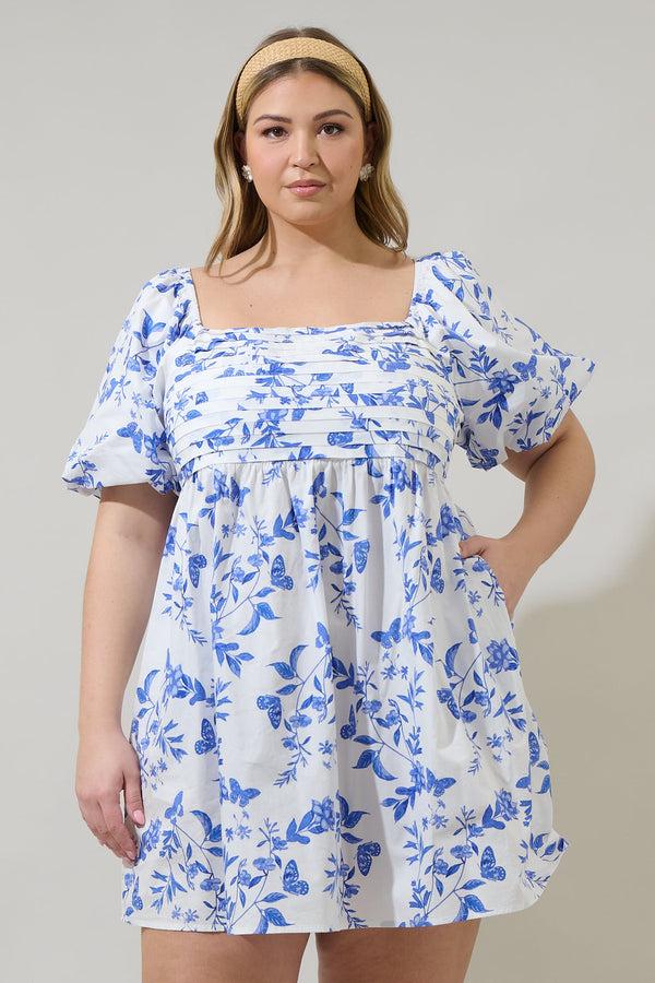 sugarlips Leya Floral Pleated Mini Dress Curve