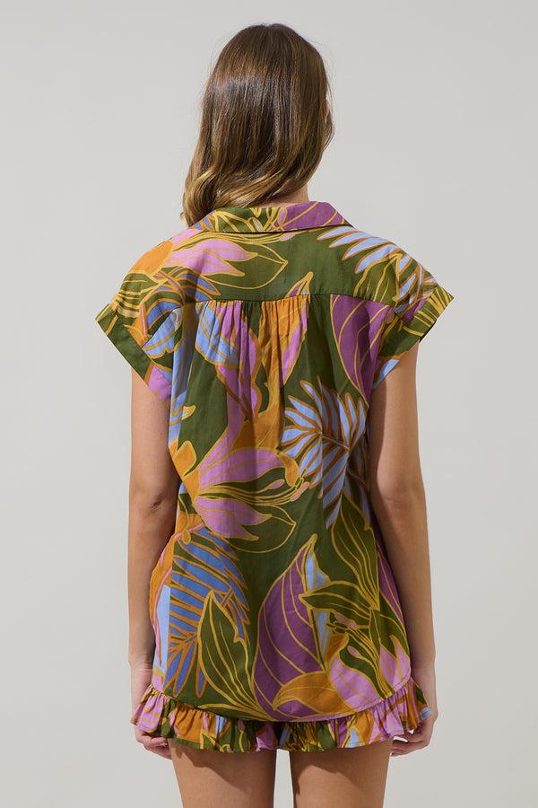 Sugarlips Lilburn Tropics Ramy Collared Top
