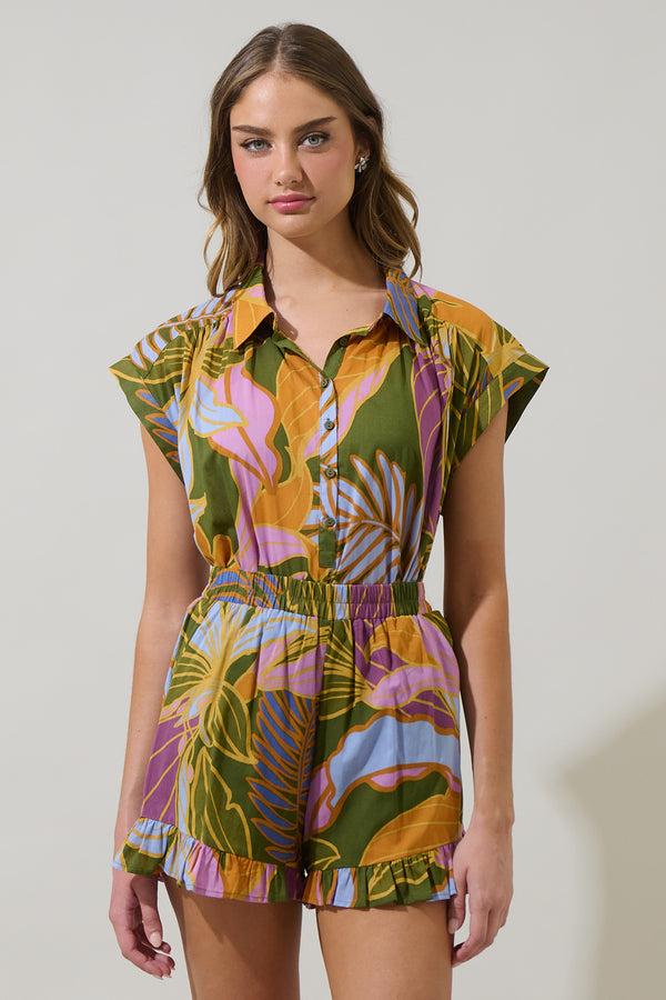 sugarlips Lilburn Tropics Ramy Collared Top
