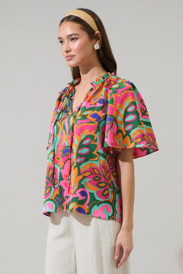 Sugarlips Lilia Tropical Ruffle Dupont Top