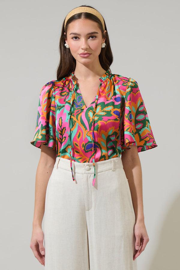 sugarlips Lilia Tropical Ruffle Dupont Top