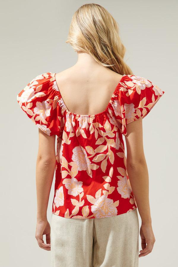 Sugarlips Lilo Tropics Swazi Flutter Sleeve Top
