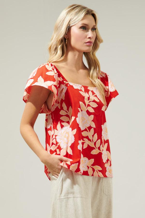 Sugarlips Lilo Tropics Swazi Flutter Sleeve Top