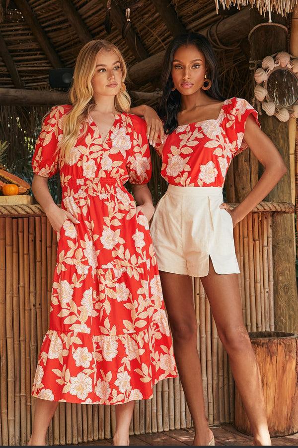 sugarlips Lilo Tropics Swazi Flutter Sleeve Top