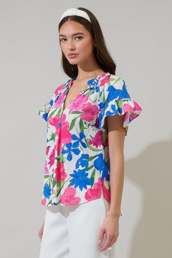 Sugarlips Liran Floral Macy Ruffle Top