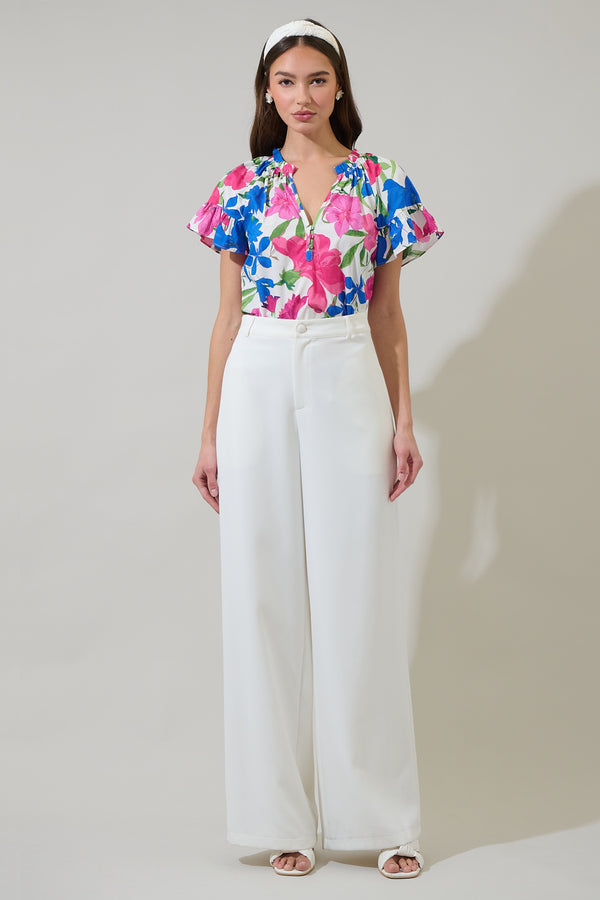 Sugarlips Liran Floral Macy Ruffle Top