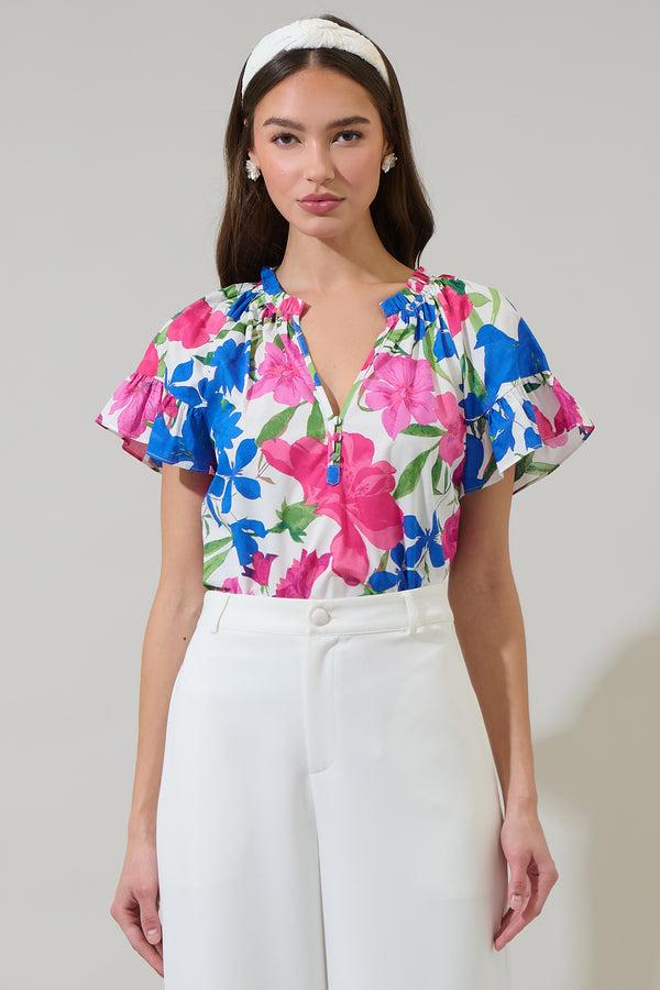 sugarlips Liran Floral Macy Ruffle Top