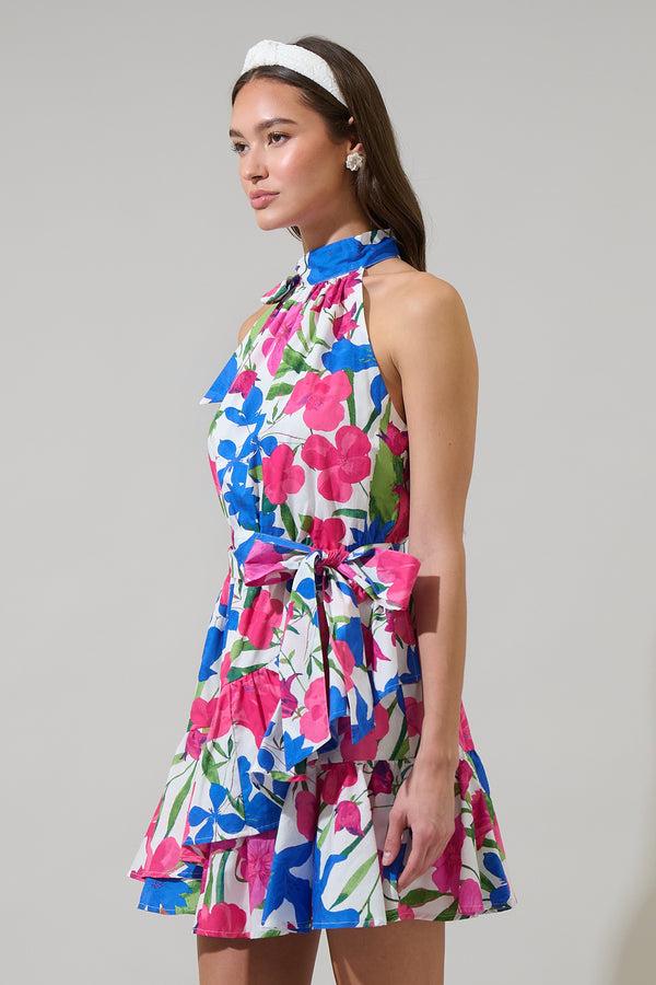 Sugarlips Liran Floral Melis Halter Mini Dress