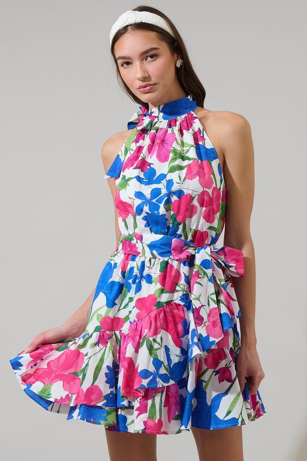 sugarlips Liran Floral Melis Halter Mini Dress