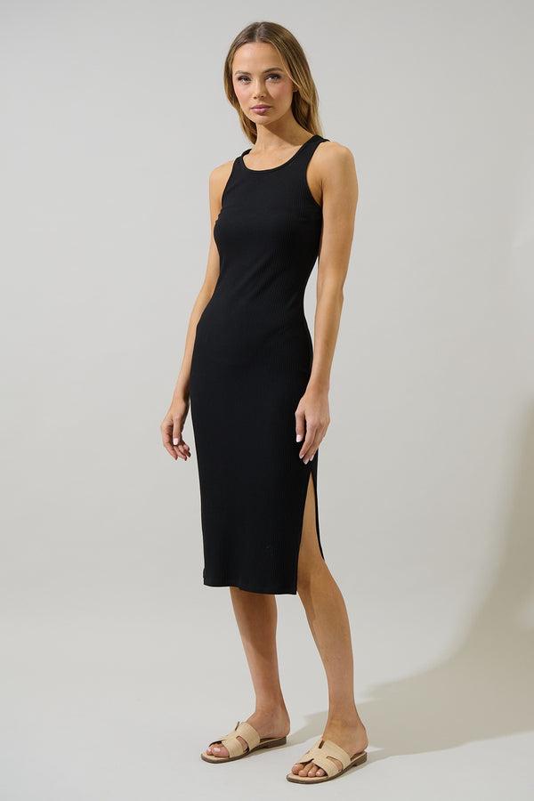 Sugarlips Lisbon Ribbed Knit Tank Midi Dress