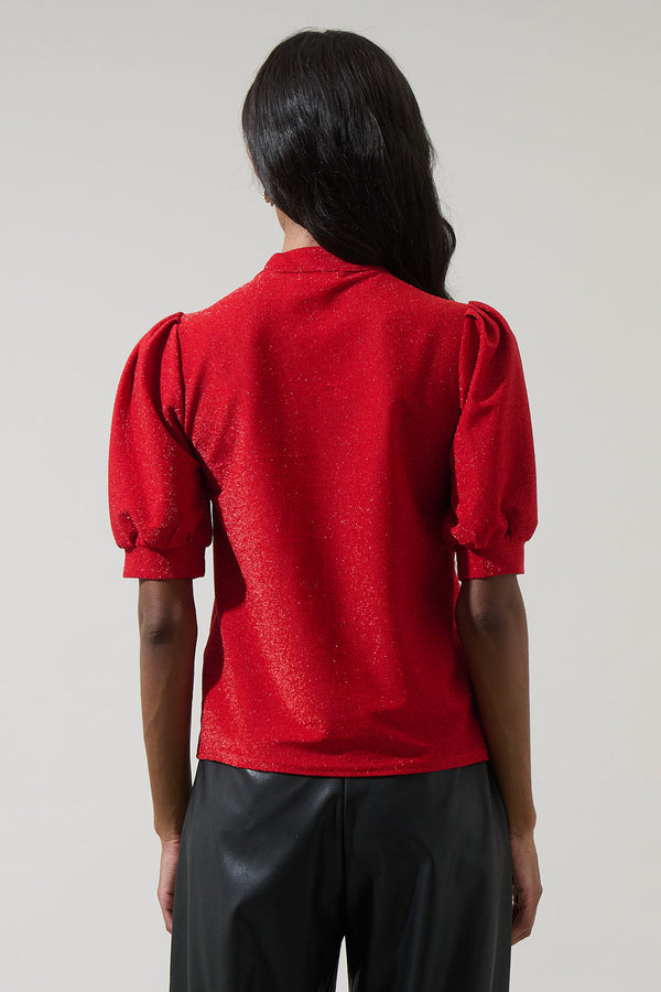 Sugarlips Lisette Shimmer Bow Tie Top