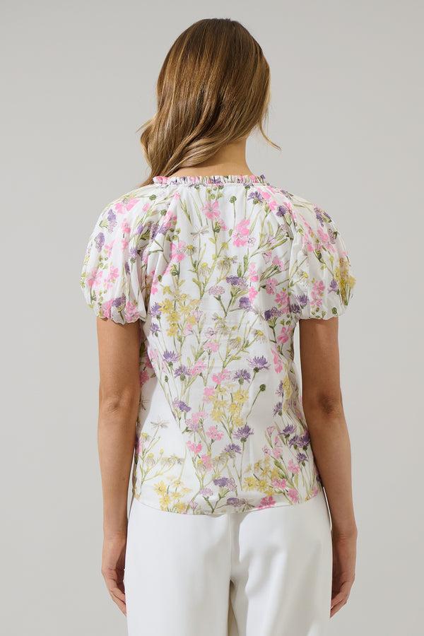 Sugarlips Lita Floral Avy Button Down Top