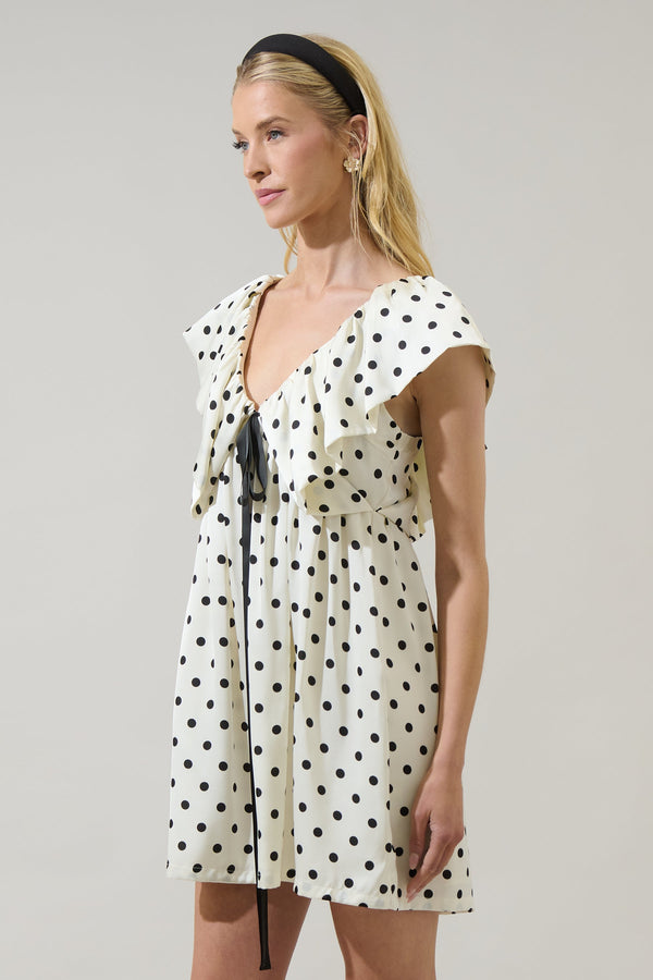 Sugarlips Lois Polka Dot Mini Babydoll Dress