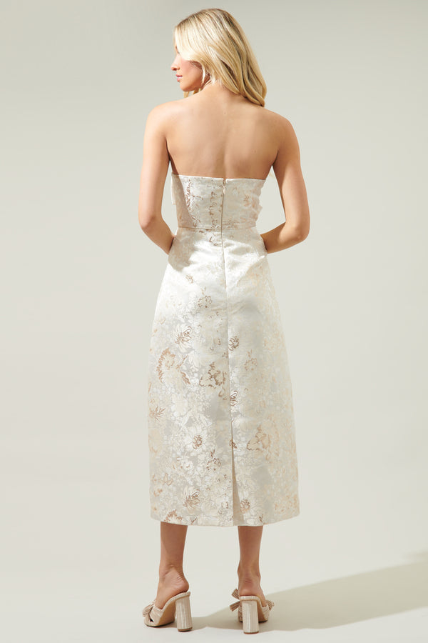 Sugarlips Lola Jacquard Bow Strapless Midi Dress