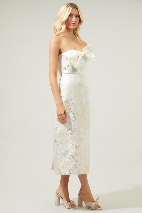 Sugarlips Lola Jacquard Bow Strapless Midi Dress