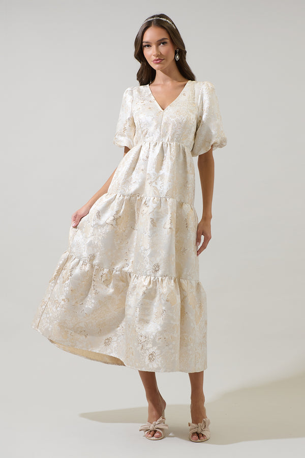 Sugarlips Lola Jacquard Eulalia Tiered Maxi Dress