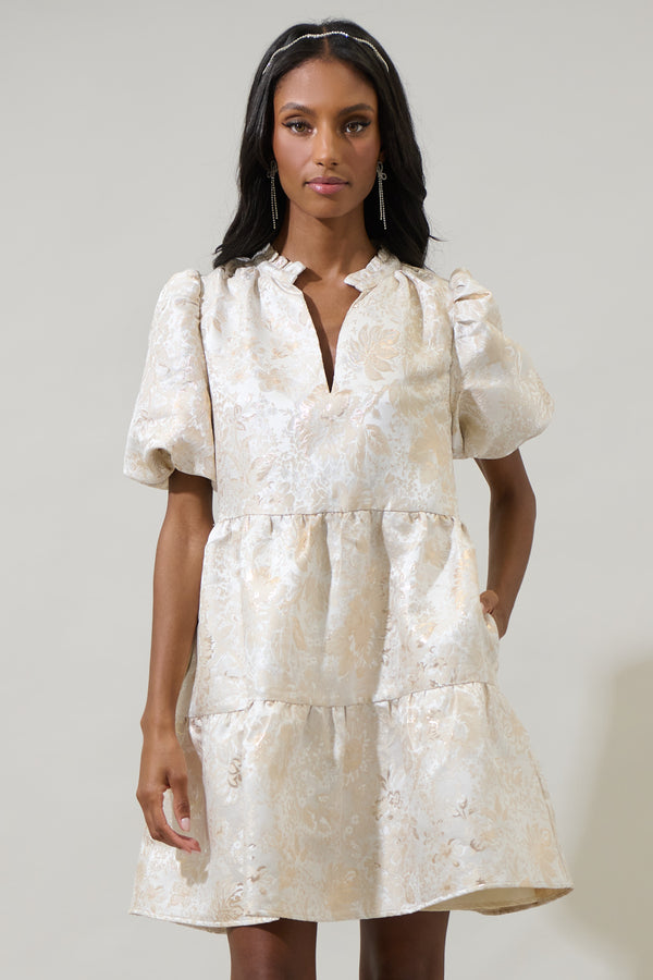 Sugarlips Lola Jacquard Jacey Babydoll Mini Dress