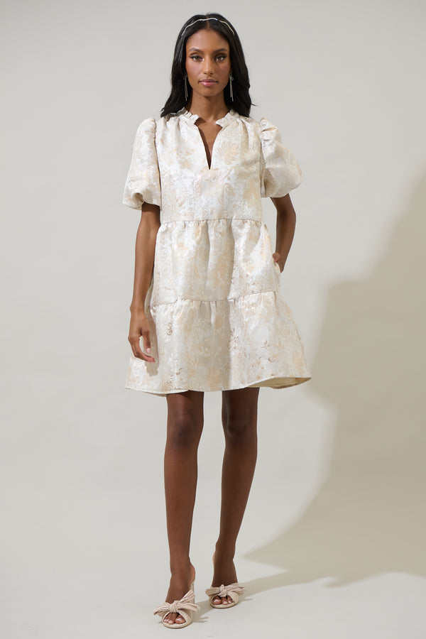 Sugarlips Lola Jacquard Jacey Babydoll Mini Dress