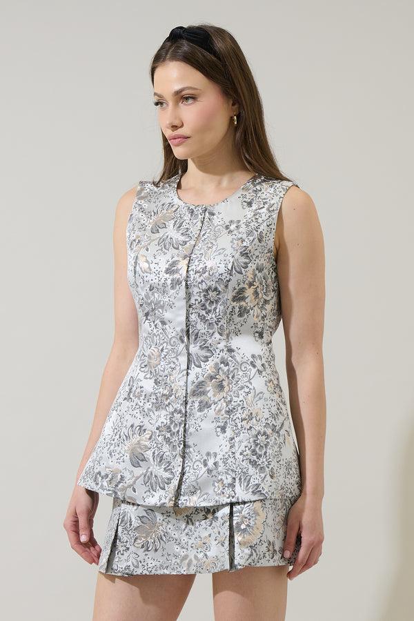 Sugarlips Lola Jacquard Maize Sleeveless Top