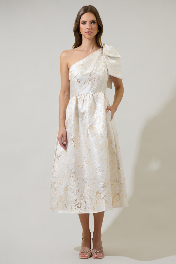 sugarlips Lola Jacquard Miley Bow Midi Dress