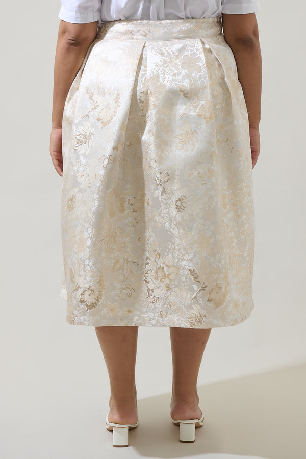 Sugarlips Lola Jacquard Pleated Midi Skirt Curve