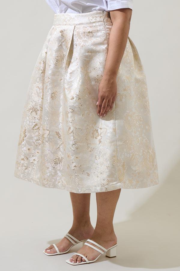 Sugarlips Lola Jacquard Pleated Midi Skirt Curve