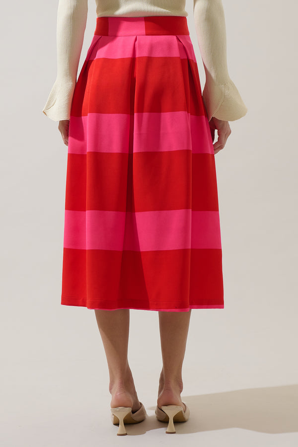 Sugarlips Lolli Stripe Pleated Midi Skirt