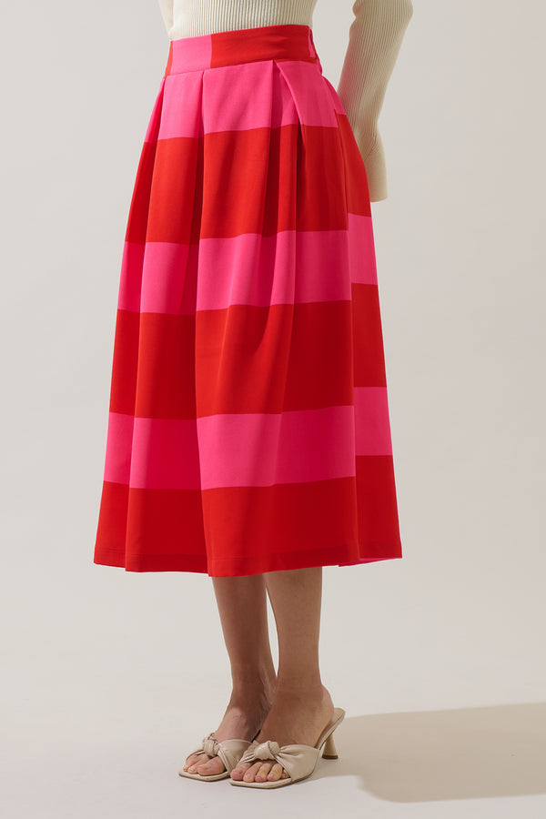 Sugarlips Lolli Stripe Pleated Midi Skirt