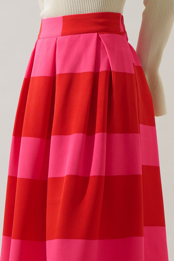 Sugarlips Lolli Stripe Pleated Midi Skirt