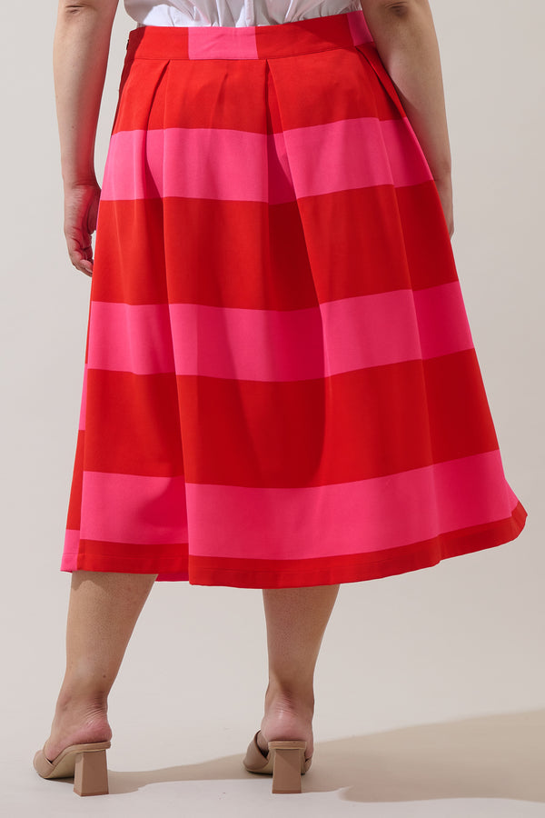 Sugarlips Lolli Stripe Pleated Midi Skirt Curve