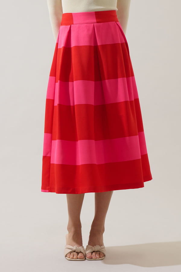 sugarlips Lolli Stripe Pleated Midi Skirt