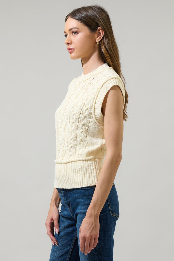 Sugarlips Loreli Cable Knit Sweater Vest Top