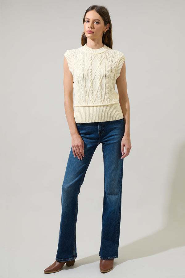 Sugarlips Loreli Cable Knit Sweater Vest Top