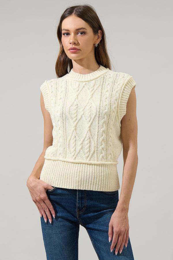 sugarlips Loreli Cable Knit Sweater Vest Top
