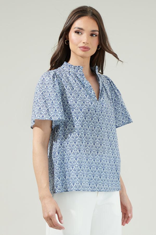 Sugarlips Loren Floral Split Neck Top