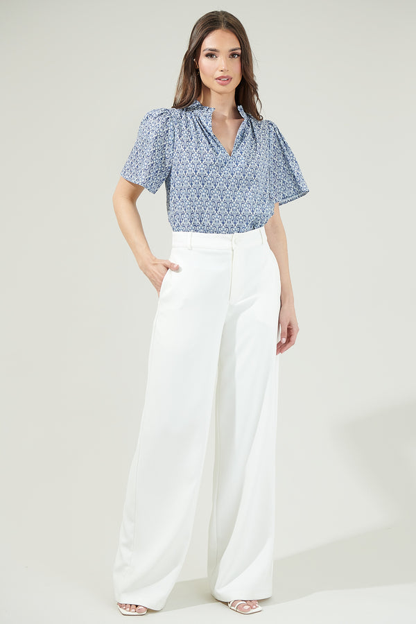 Sugarlips Loren Floral Split Neck Top