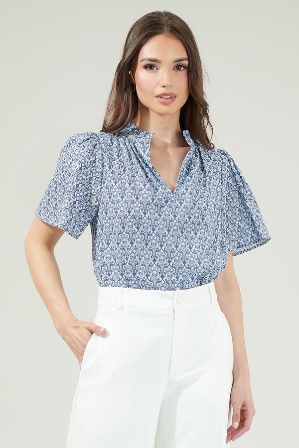 sugarlips Loren Floral Split Neck Top