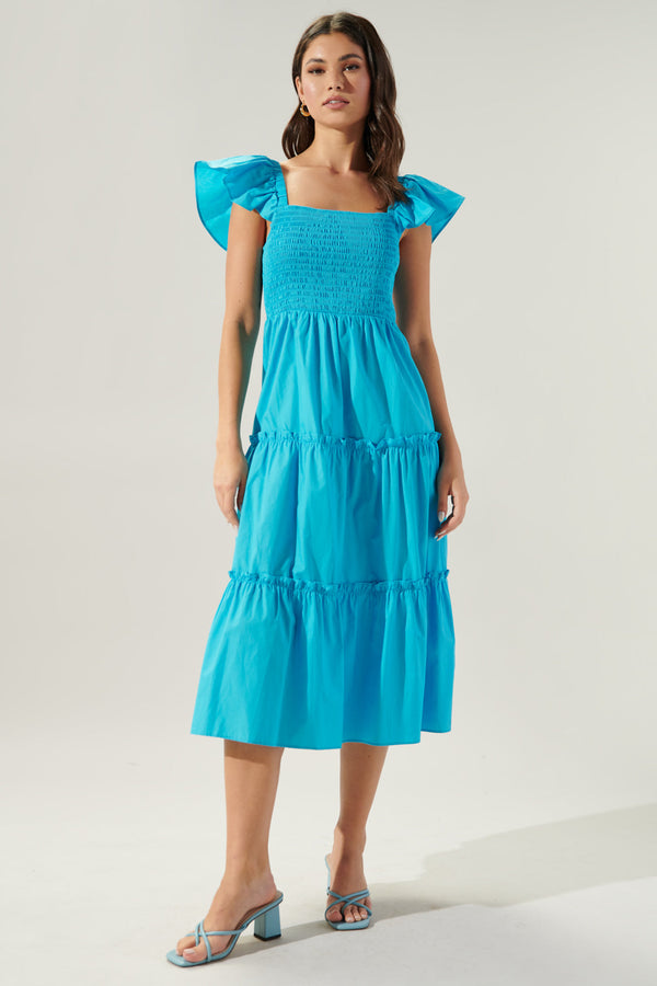Sugarlips Lou Smocked Tiered Midi Dress