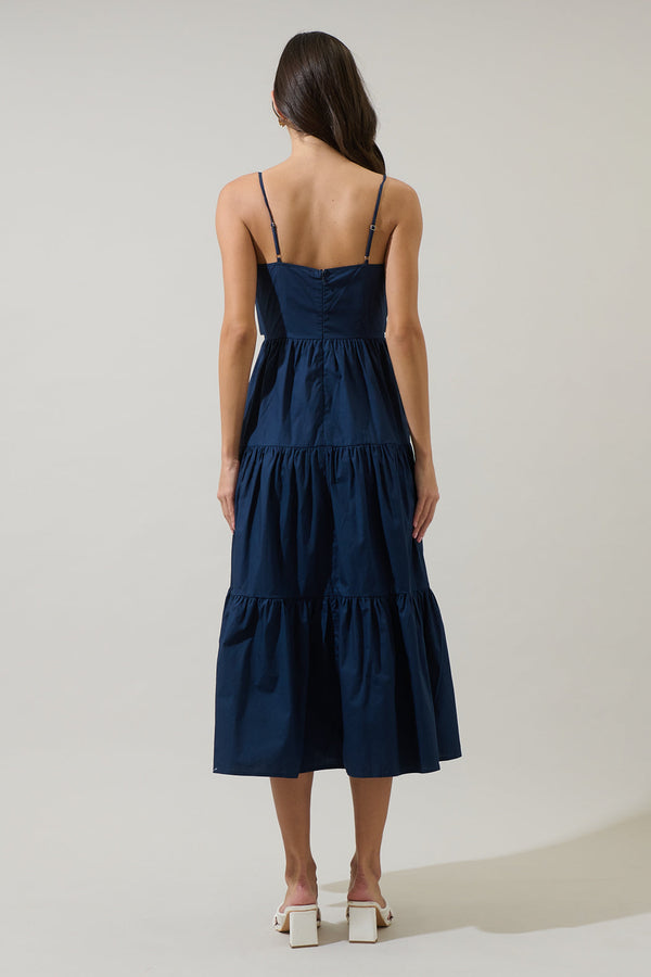 Sugarlips Love Letter Poplin Tie Chest Maxi Dress