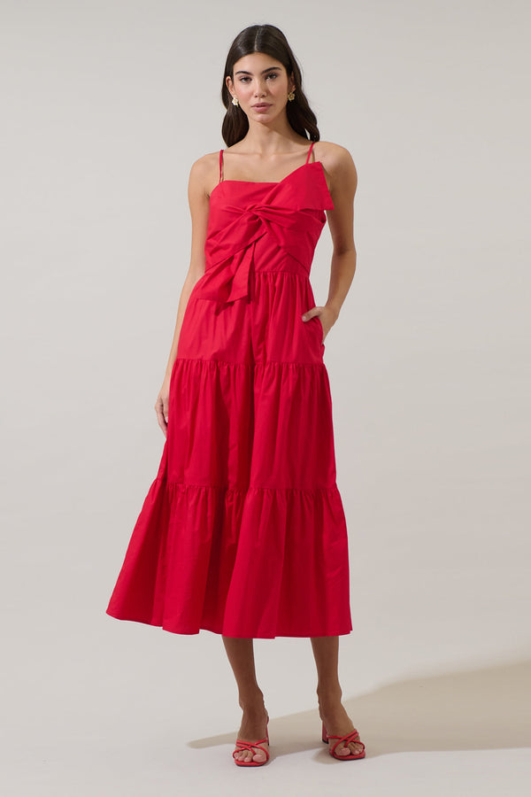 Sugarlips Love Letter Poplin Tie Chest Maxi Dress