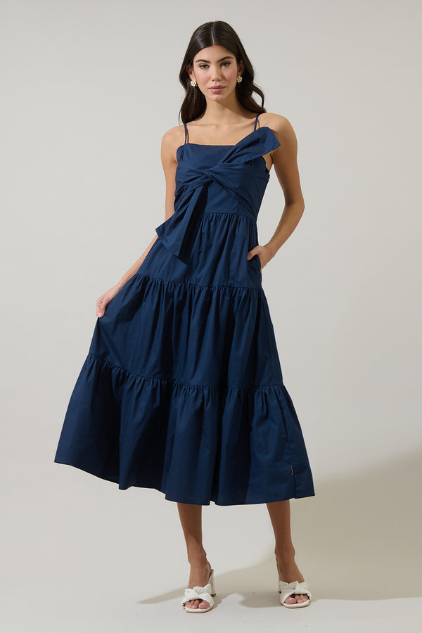 sugarlips Love Letter Poplin Tie Chest Maxi Dress